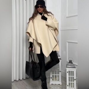 Zara Cream wool Cape coat